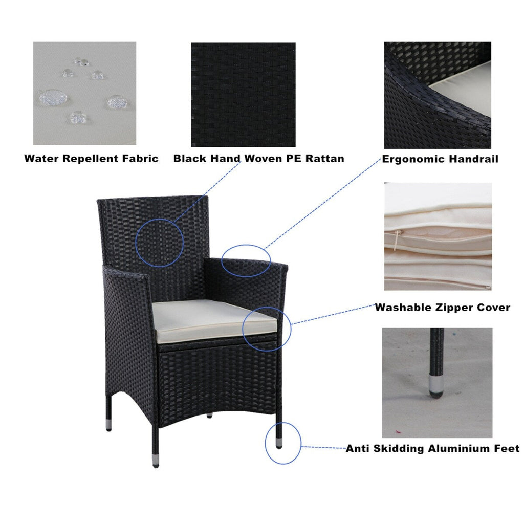 Ensemble de salle à manger d'extérieur en osier 5 pièces pour patio
