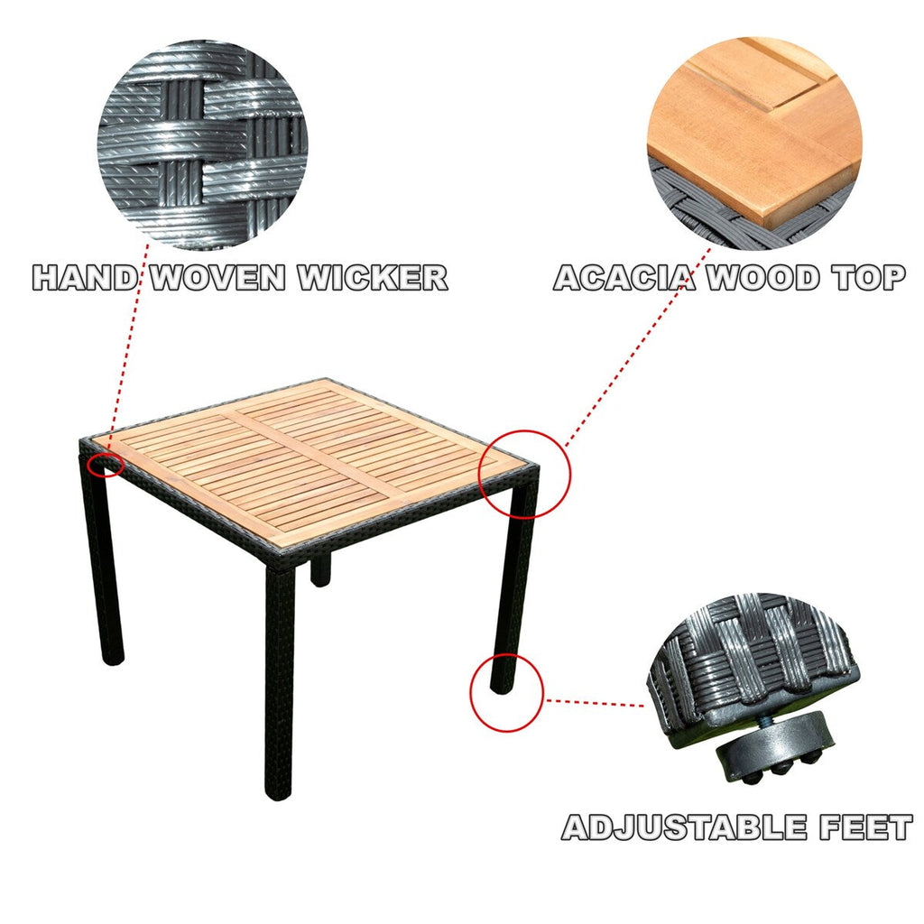 Ensemble de salle à manger d'extérieur en osier 5 pièces pour patio