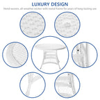 Ensemble de salle à manger en résine tressée blanche 5 pièces