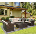 Ensemble de meubles de patio en osier de 5 pièces