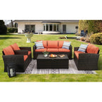 Ensemble de meubles de patio en osier de 5 pièces