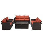 Ensemble de meubles de patio en osier de 5 pièces