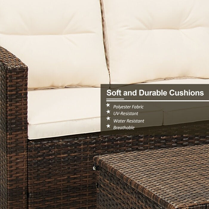 Ensemble de meubles de patio en osier de 5 pièces