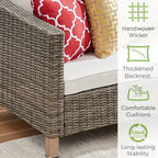 Canapé d'extérieur en osier de 50,4 pouces avec coussins