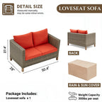 Canapé d'extérieur en osier de 50,4 pouces avec coussins