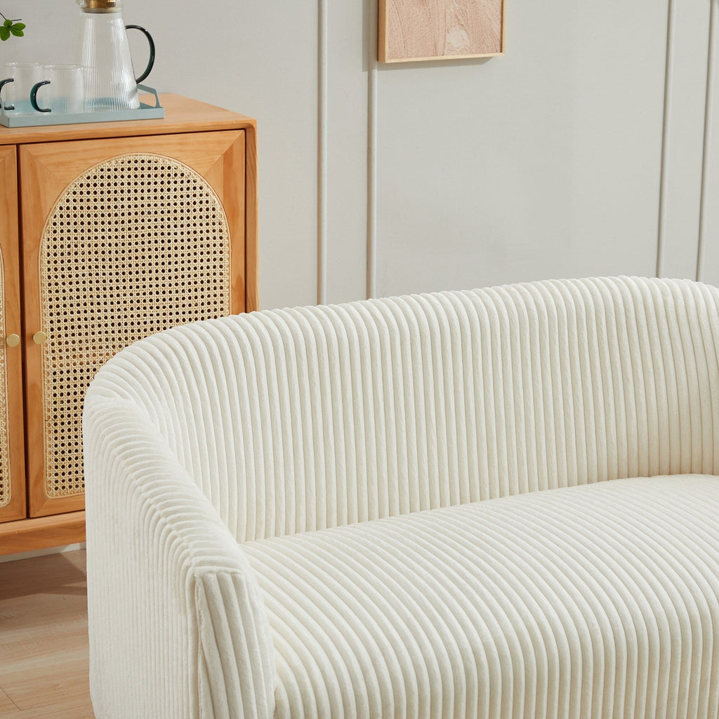 Canapé 2 places moderne à 50,78 $, tissu velours côtelé, avec pieds en bois naturel