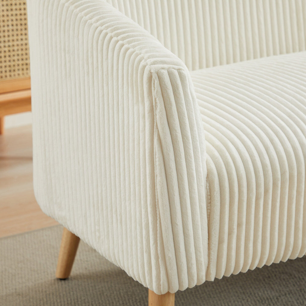 Canapé 2 places moderne à 50,78 $, tissu velours côtelé, avec pieds en bois naturel