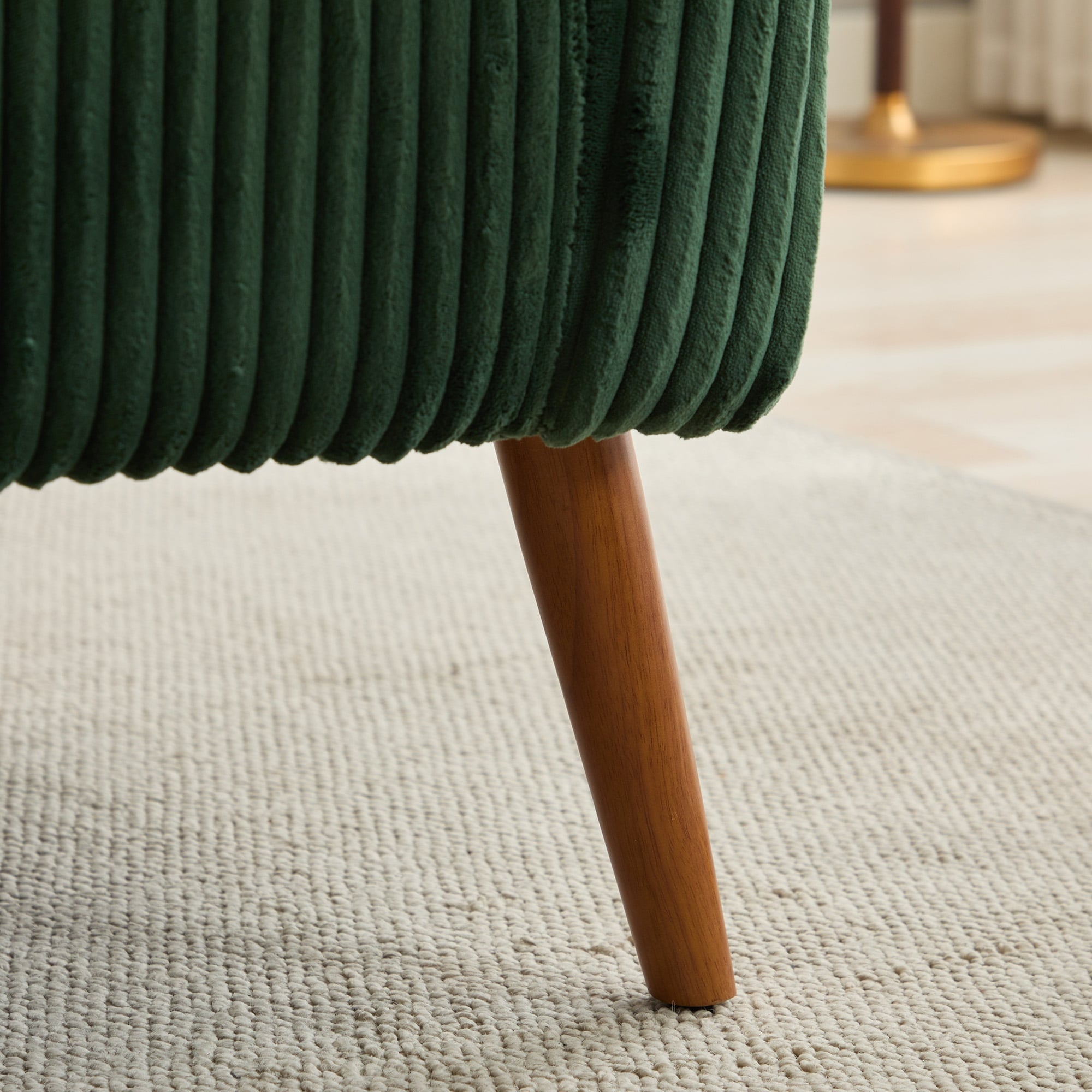 Canapé deux places moderne 50,78 $, tissu velours côtelé, avec pieds en bois de noyer