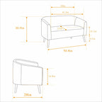 Canapé deux places moderne 50,78 $, tissu velours côtelé, avec pieds en bois de noyer