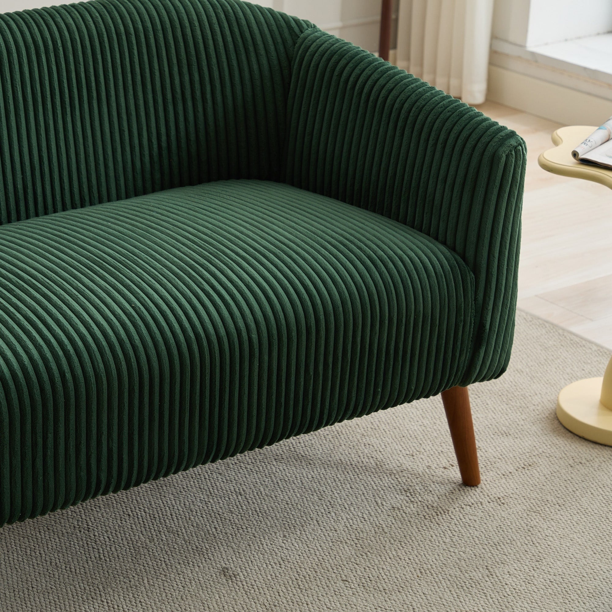 Canapé deux places moderne 50,78 $, tissu velours côtelé, avec pieds en bois de noyer