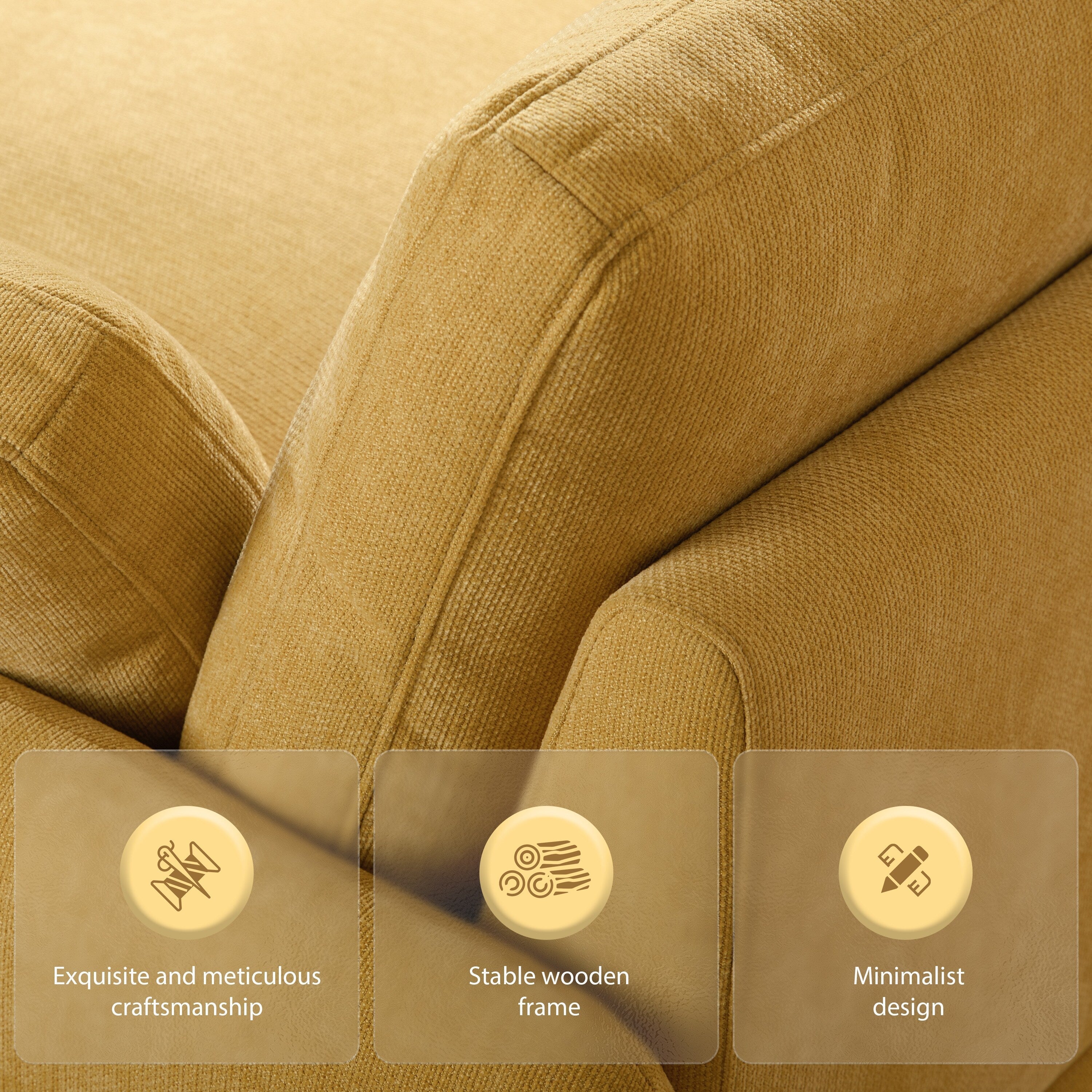 Fauteuil de salon surdimensionné en chenille de 50 po - Fauteuil à assise large et profonde avec motif à blocs de couleurs et coussins décoratifs