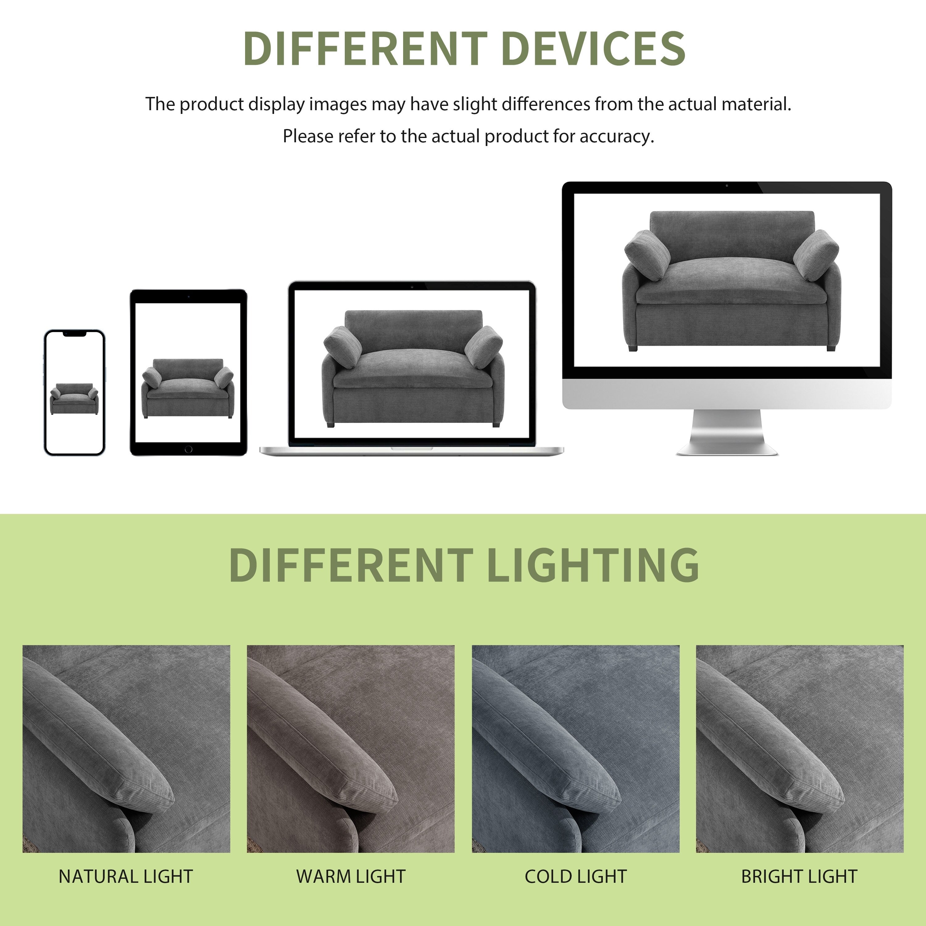 Fauteuil de salon surdimensionné en chenille de 50 po - Fauteuil à assise large et profonde avec motif à blocs de couleurs et coussins décoratifs