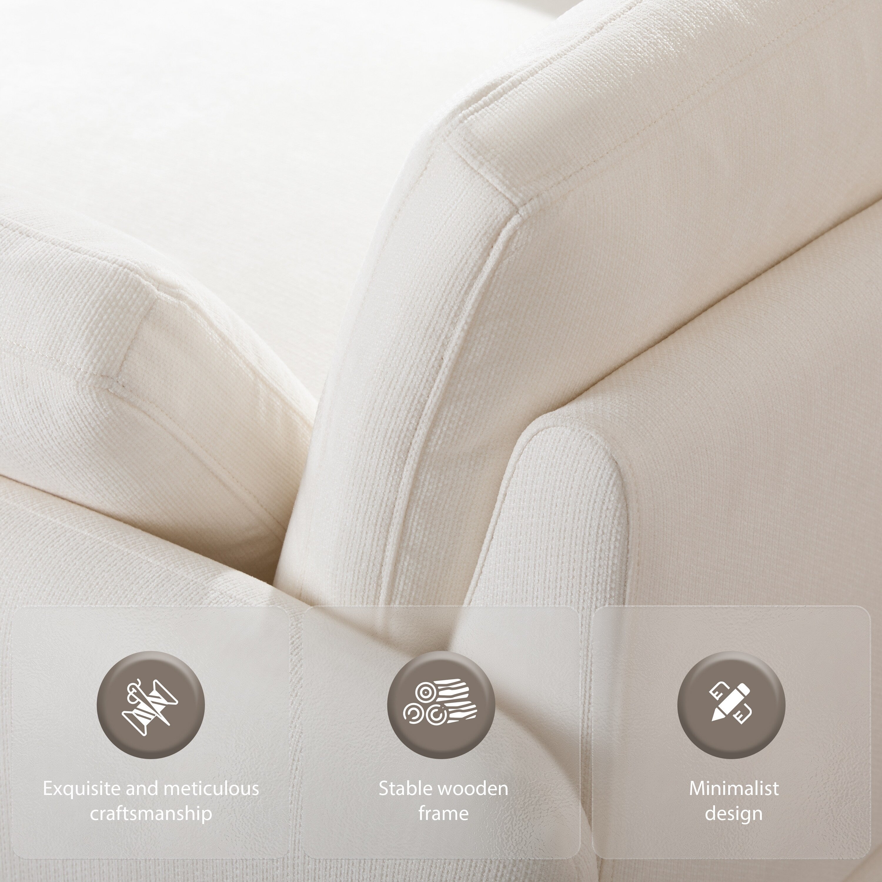 Fauteuil de salon surdimensionné en chenille de 50 po - Fauteuil à assise large et profonde avec motif à blocs de couleurs et coussins décoratifs