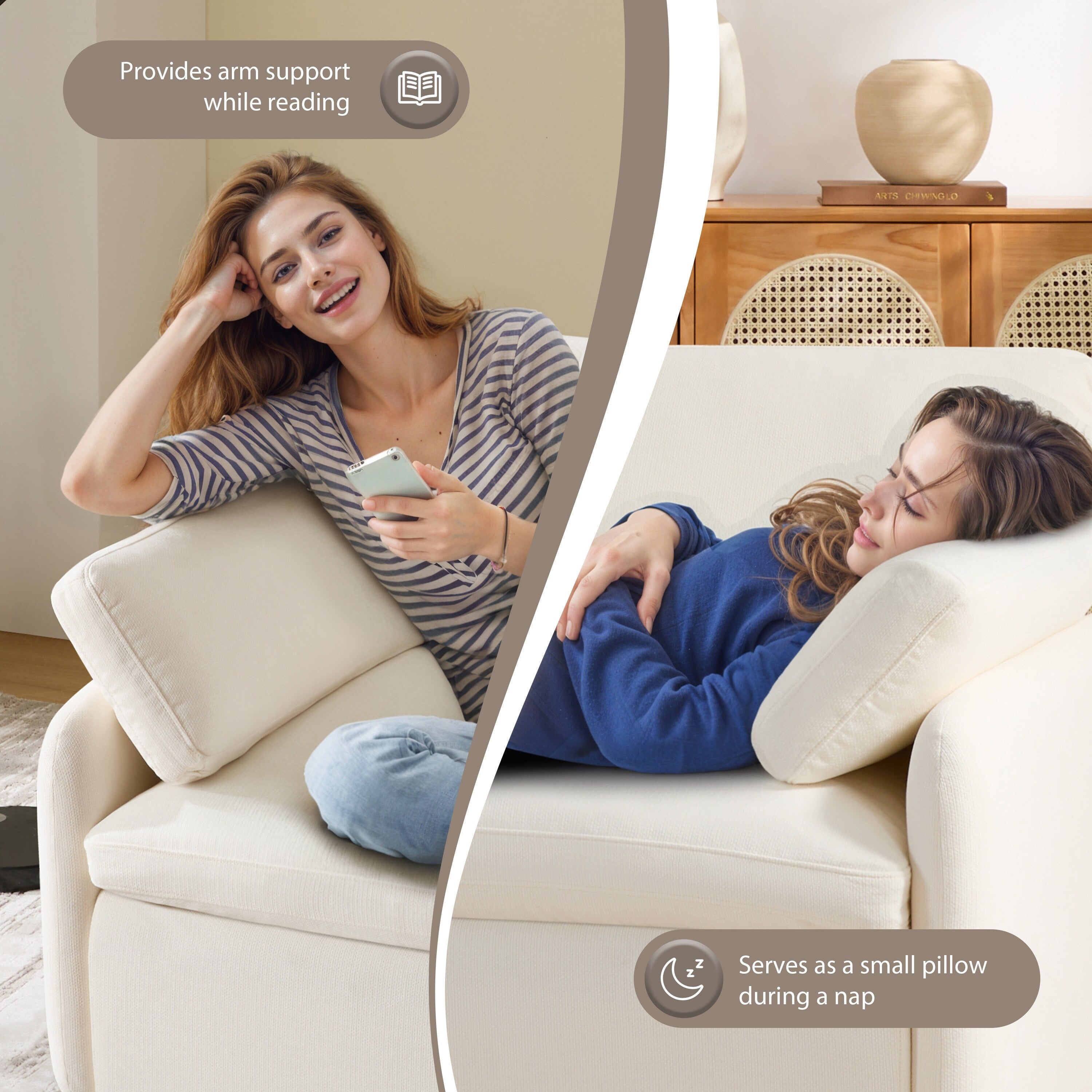 Fauteuil de salon surdimensionné en chenille de 50 po - Fauteuil à assise large et profonde avec motif à blocs de couleurs et coussins décoratifs