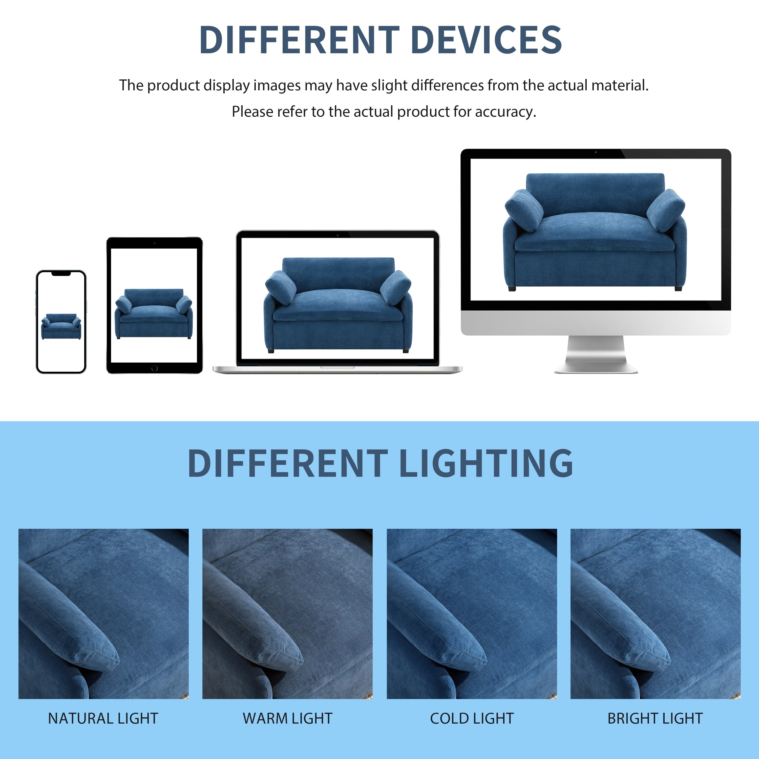 Fauteuil de salon surdimensionné en chenille de 50 po - Fauteuil à assise large et profonde avec motif à blocs de couleurs et coussins décoratifs