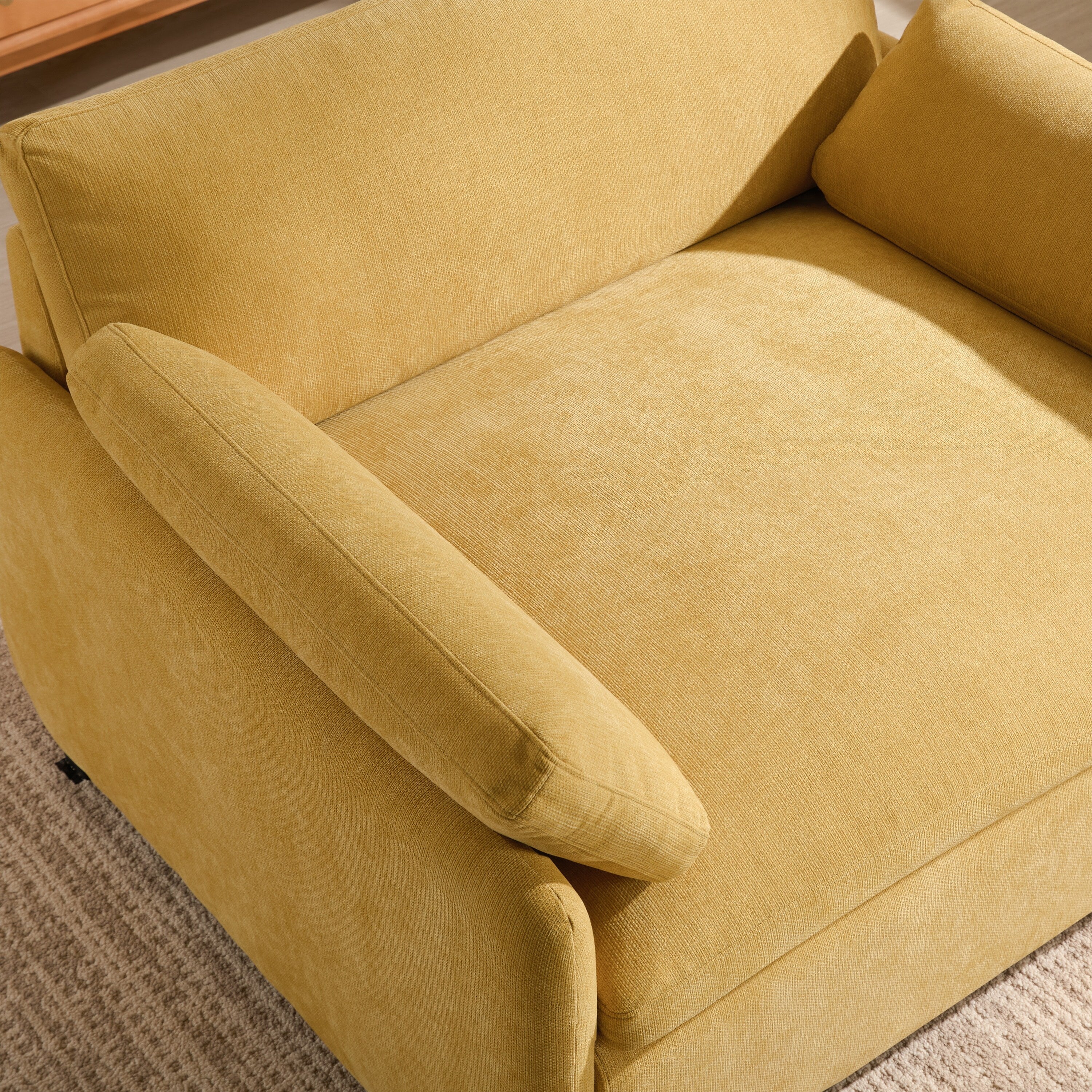 Fauteuil de salon surdimensionné en chenille de 50 po - Fauteuil à assise large et profonde avec motif à blocs de couleurs et coussins décoratifs