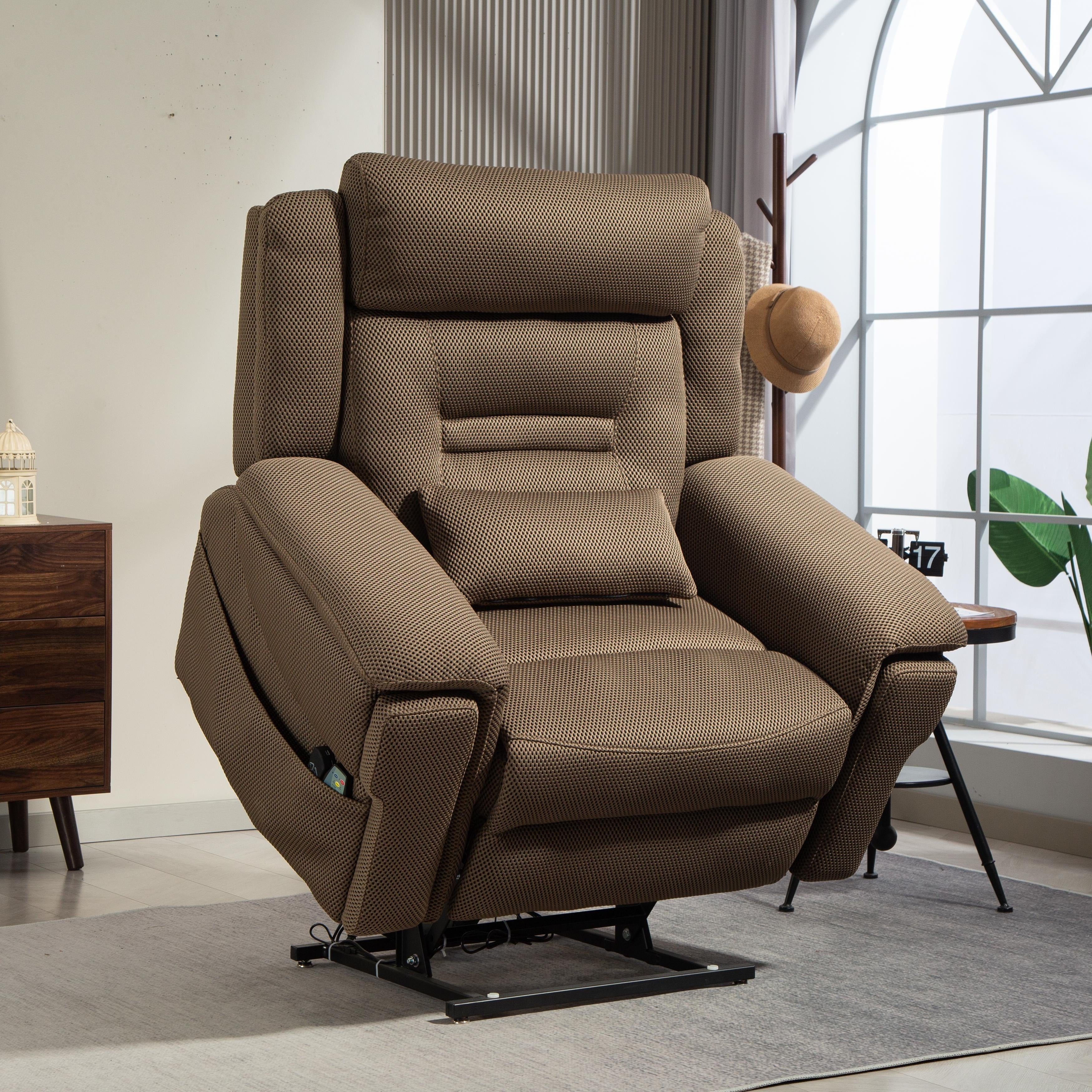 Fauteuil inclinable électrique surdimensionné de 50 pouces à double moteur avec massage et chauffage, tissu en maille