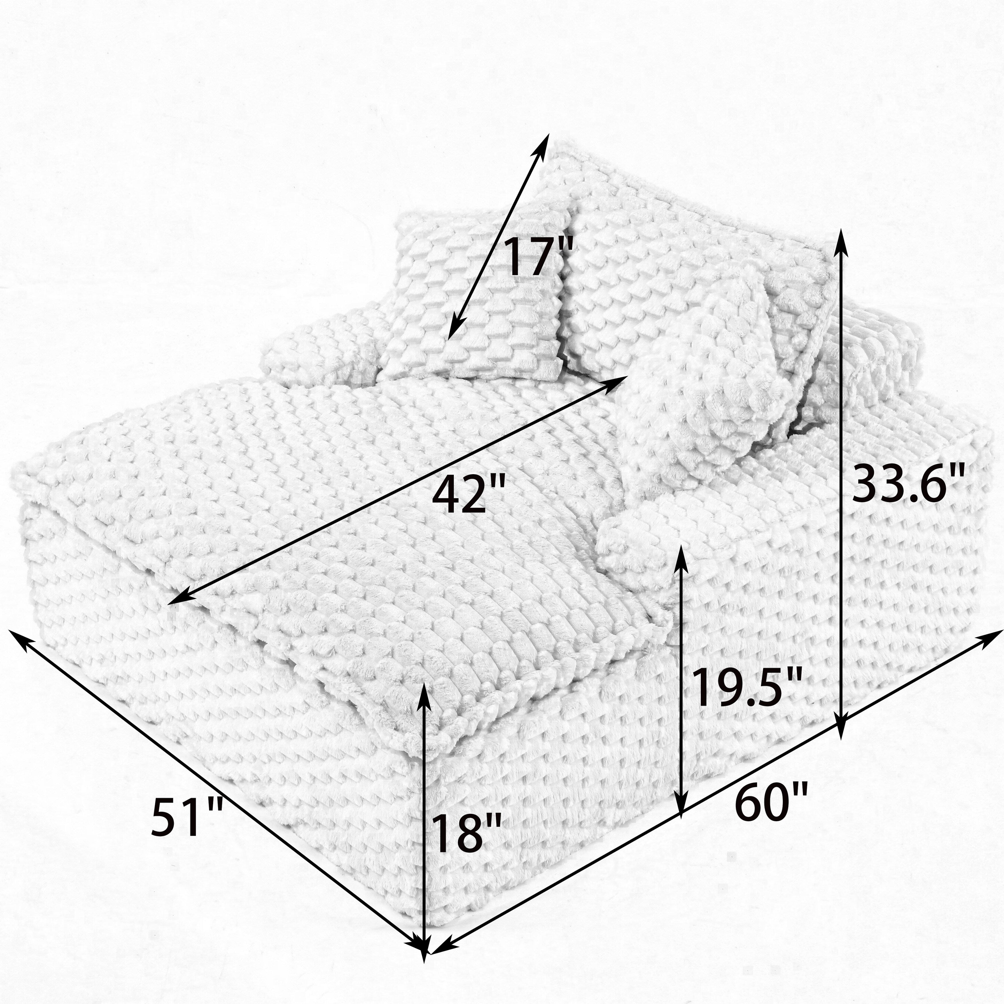 Canapé confort de 51 pouces : deux coussins et un dossier, adapté à de multiples situations dans les chambres et les salons
