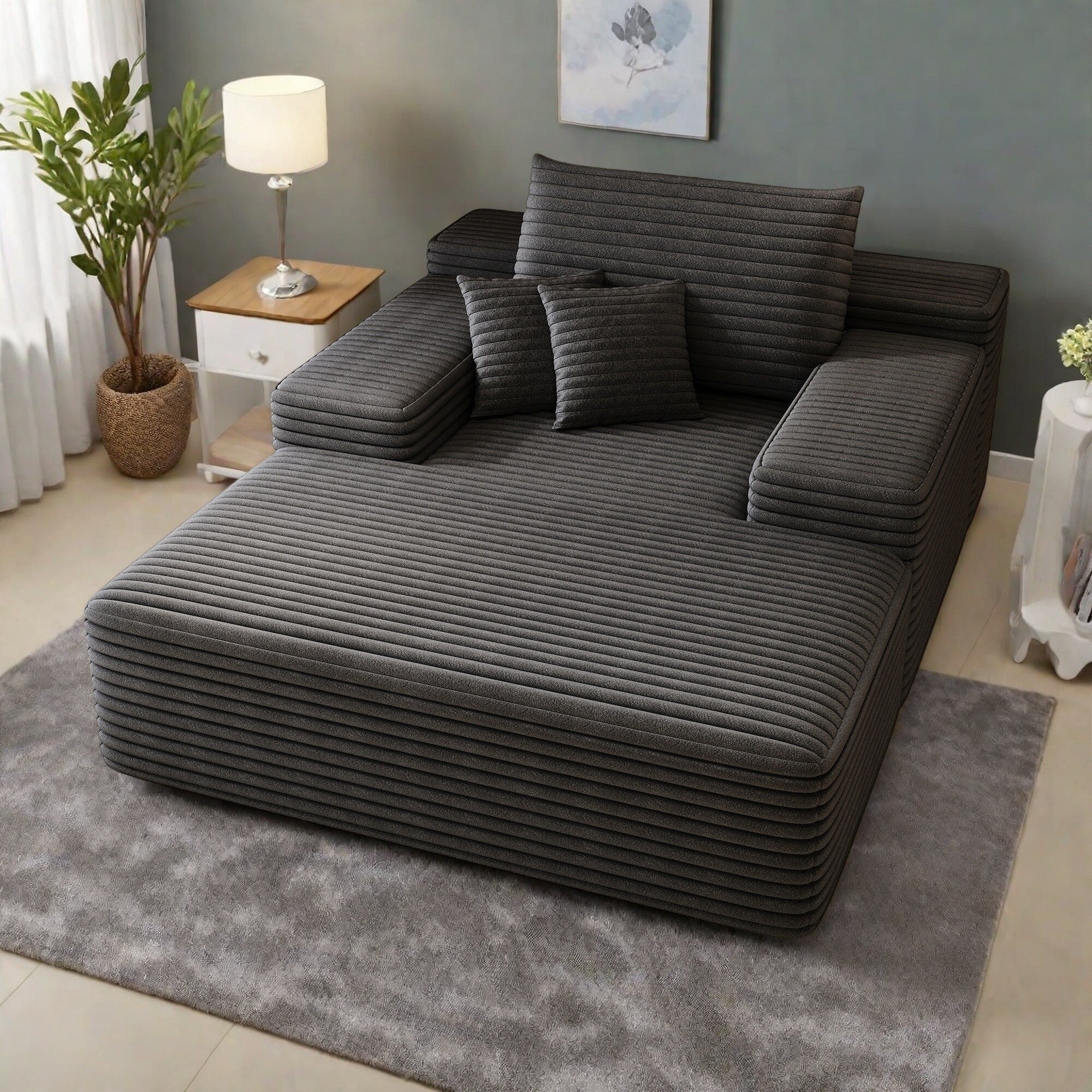 Canapé 2 places en velours côtelé 51,2 po - Siège profond et moelleux, capacité de charge de 272 kg, sans assemblage, avec coussins ergonomiques