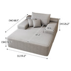 Canapé 2 places en velours côtelé 51,2 po - Siège profond et moelleux, capacité de charge de 272 kg, sans assemblage, avec coussins ergonomiques