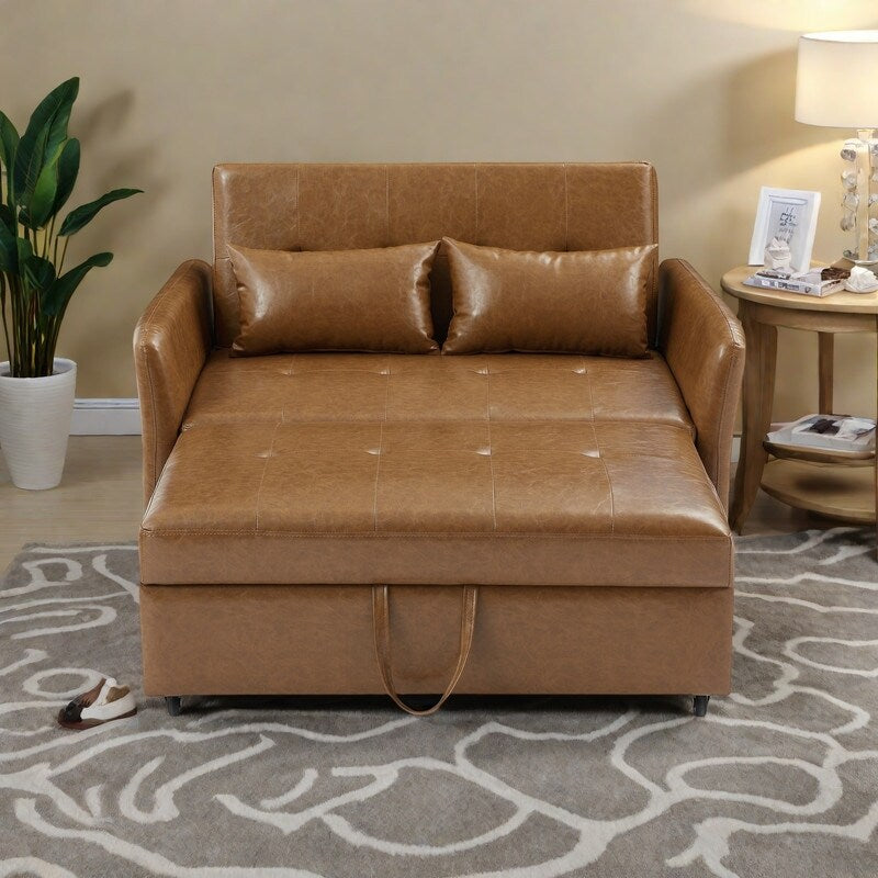 Canapé-lit convertible en polyuréthane 51,57 po avec 3 ports USB, capacité de charge de 181 kg et mécanisme de lit gigogne