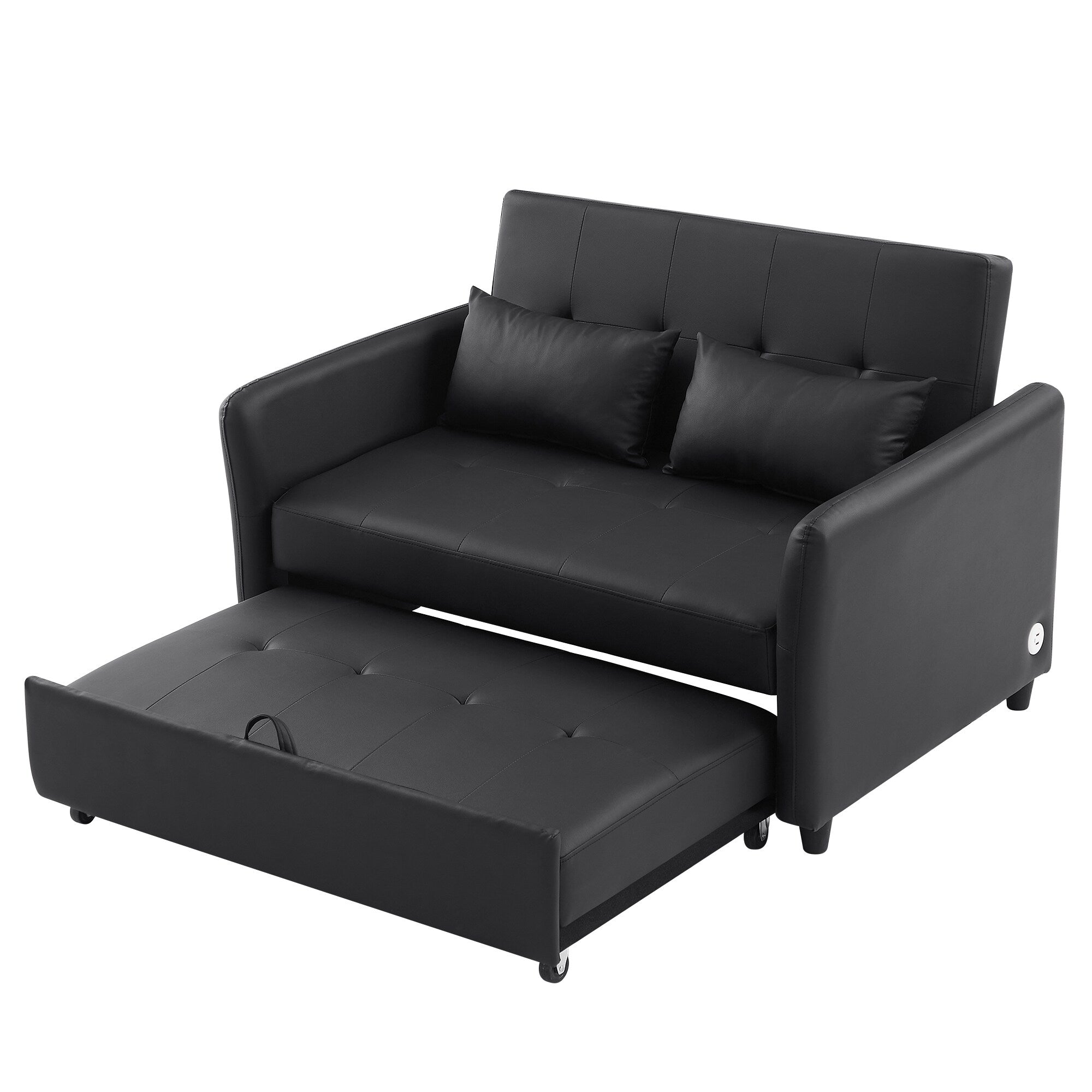 Canapé-lit convertible en polyuréthane 51,57 po avec 3 ports USB, capacité de charge de 181 kg et mécanisme de lit gigogne