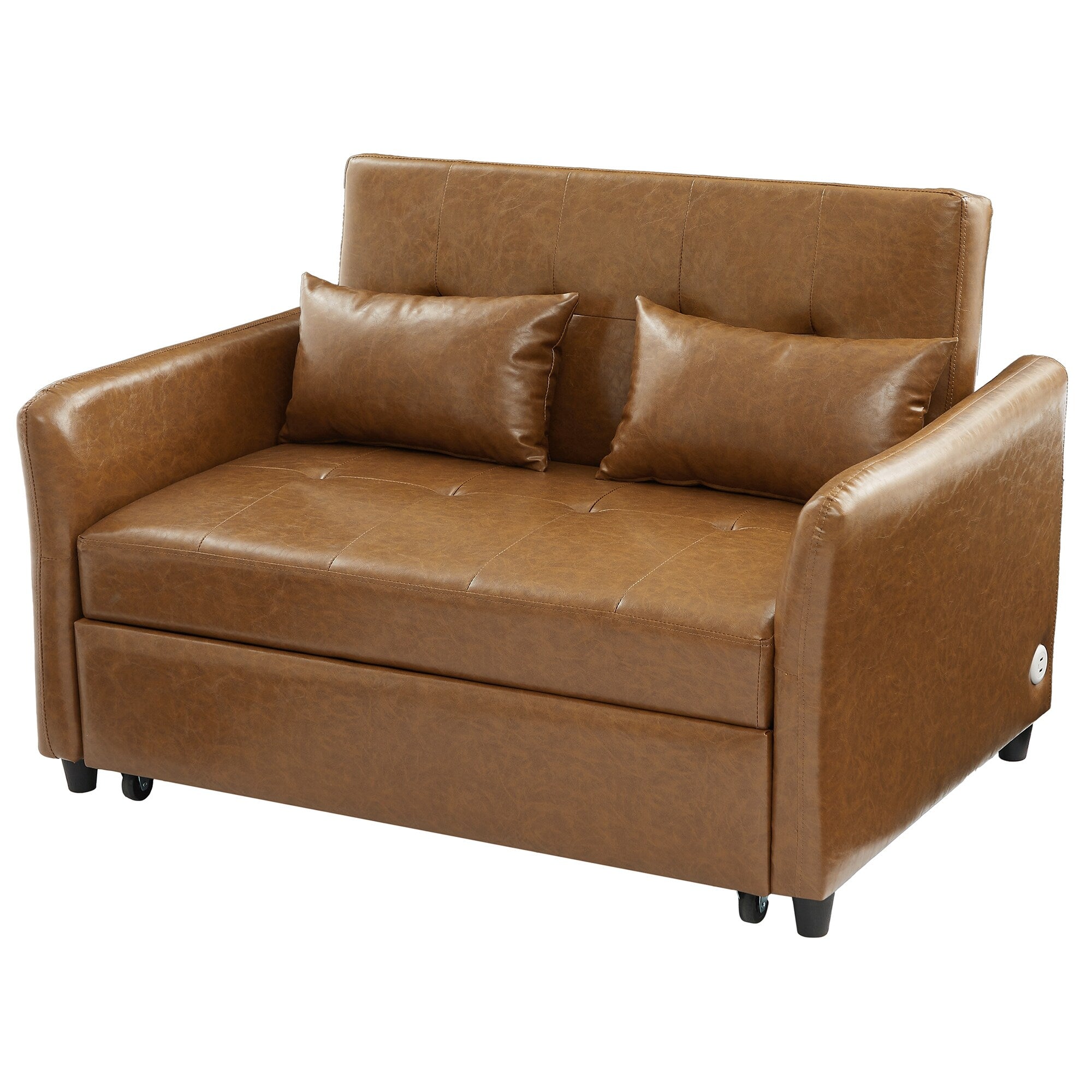 Canapé-lit convertible en polyuréthane 51,57 po avec 3 ports USB, capacité de charge de 181 kg et mécanisme de lit gigogne