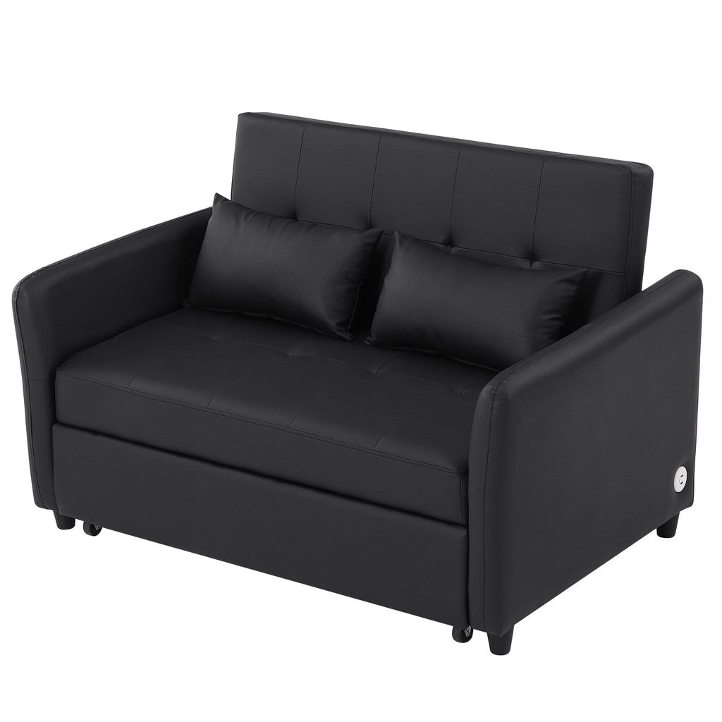 Canapé-lit convertible en polyuréthane 51,57 po avec 3 ports USB, capacité de charge de 181 kg et mécanisme de lit gigogne