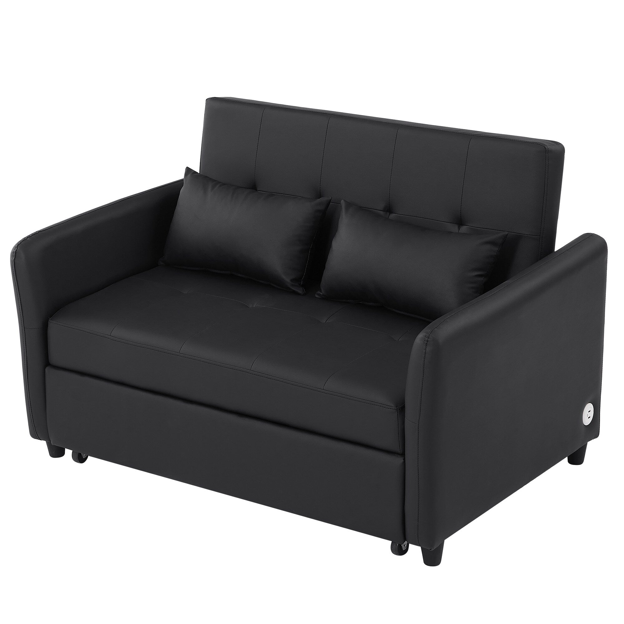 Canapé-lit convertible en polyuréthane 51,57 po avec 3 ports USB, capacité de charge de 181 kg et mécanisme de lit gigogne