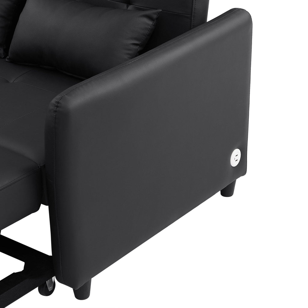 Canapé-lit convertible en polyuréthane 51,57 po avec 3 ports USB, capacité de charge de 181 kg et mécanisme de lit gigogne