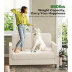 Canapé causeuse confortable Teddy 51 pour petits espaces - Structure tout bois, installation sans outil pour chambre et salon, beige