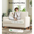 Canapé causeuse confortable Teddy 51 pour petits espaces - Structure tout bois, installation sans outil pour chambre et salon, beige