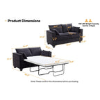 Canapé-lit 2 places en contreplaqué 52,36 pouces avec surmatelas en mousse à mémoire de forme - Cadre de lit à lattes en bois massif et porte-gobelets