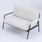 Canapé 2 places beige de 53 pouces avec cadre en métal pour petits espaces, mélange de polyester, mobilier d'appartement moderne et compact