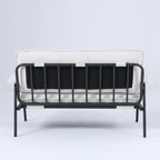 Canapé 2 places beige de 53 pouces avec cadre en métal pour petits espaces, mélange de polyester, mobilier d'appartement moderne et compact