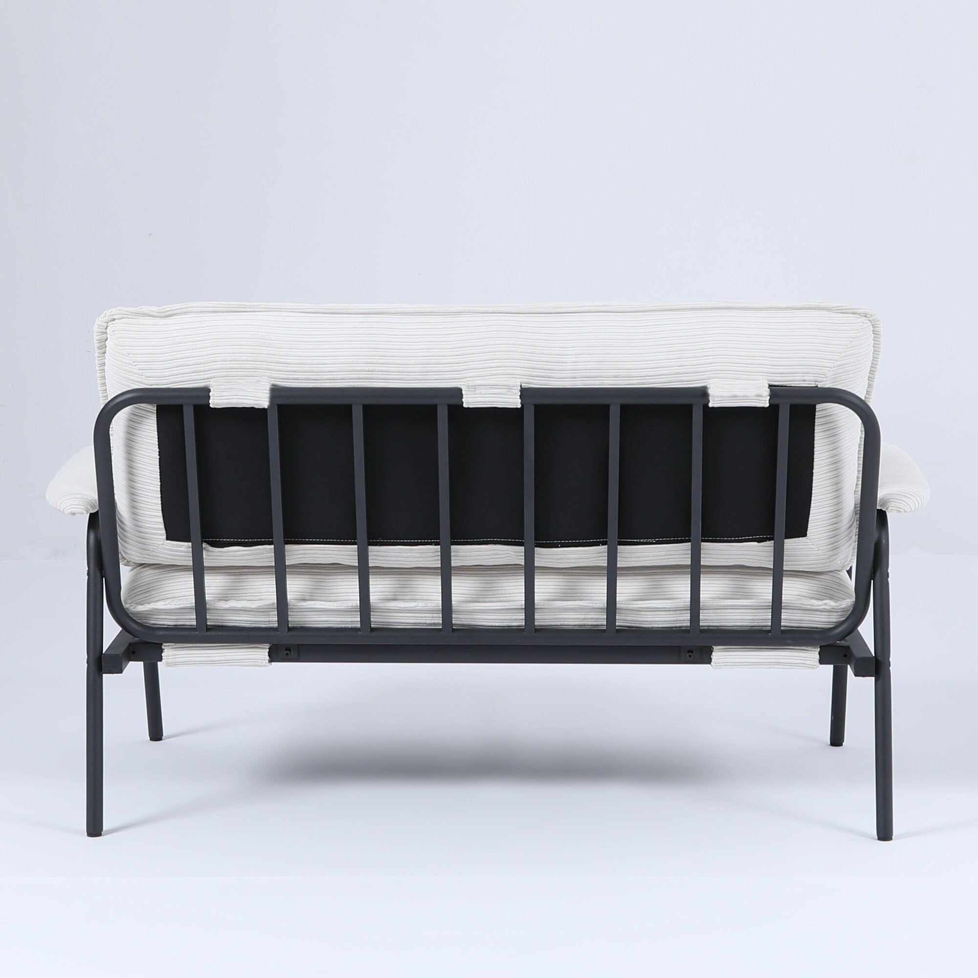 Canapé 2 places beige de 53 pouces avec cadre en métal pour petits espaces, mélange de polyester, mobilier d'appartement moderne et compact