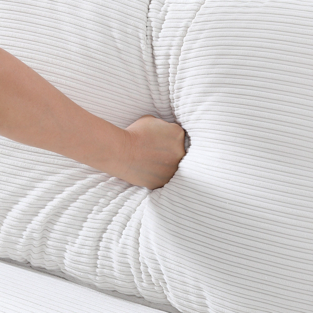 Canapé 2 places beige de 53 pouces avec cadre en métal pour petits espaces, mélange de polyester, mobilier d'appartement moderne et compact