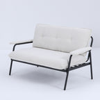 Canapé 2 places beige de 53 pouces avec cadre en métal pour petits espaces, mélange de polyester, mobilier d'appartement moderne et compact