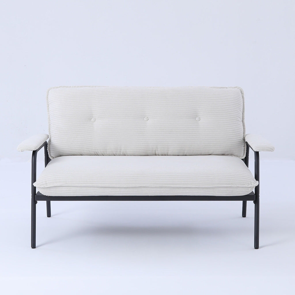 Canapé 2 places beige de 53 pouces avec cadre en métal pour petits espaces, mélange de polyester, mobilier d'appartement moderne et compact