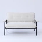 Canapé 2 places beige de 53 pouces avec cadre en métal pour petits espaces, mélange de polyester, mobilier d'appartement moderne et compact