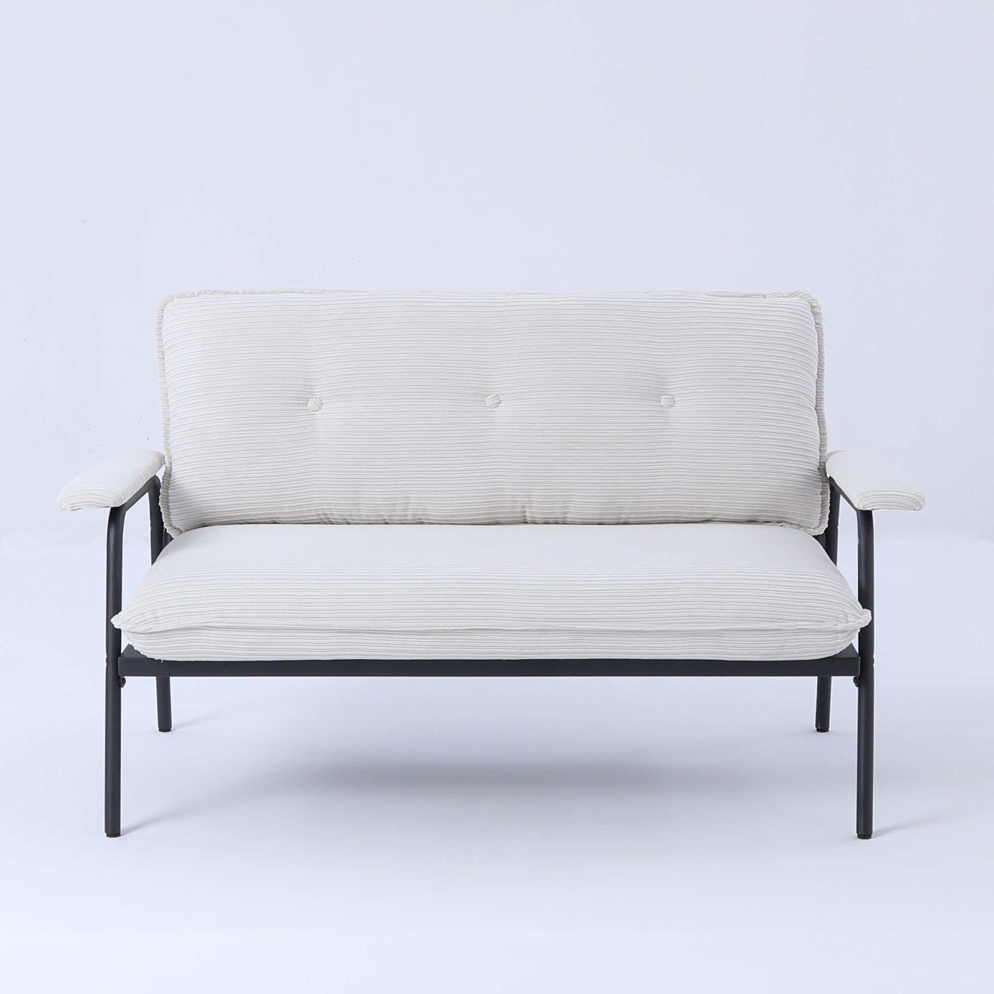 Canapé 2 places beige de 53 pouces avec cadre en métal pour petits espaces, mélange de polyester, mobilier d'appartement moderne et compact