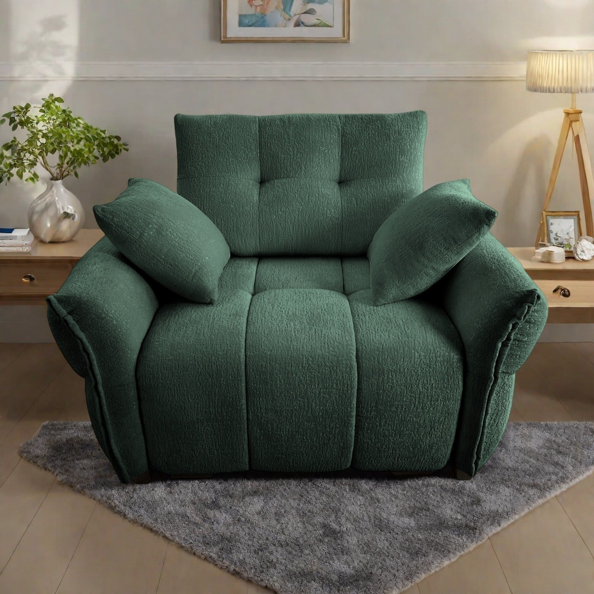 Canapé 1 place en chenille 53,94 $ avec coussins de soutien et coussins décoratifs haute résilience