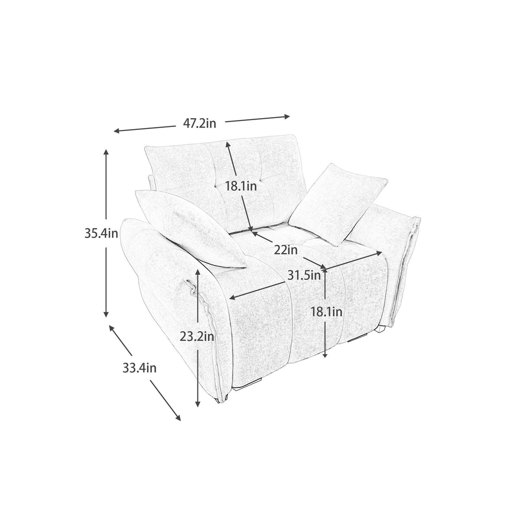 Canapé 1 place en chenille 53,94 $ avec coussins de soutien et coussins décoratifs haute résilience