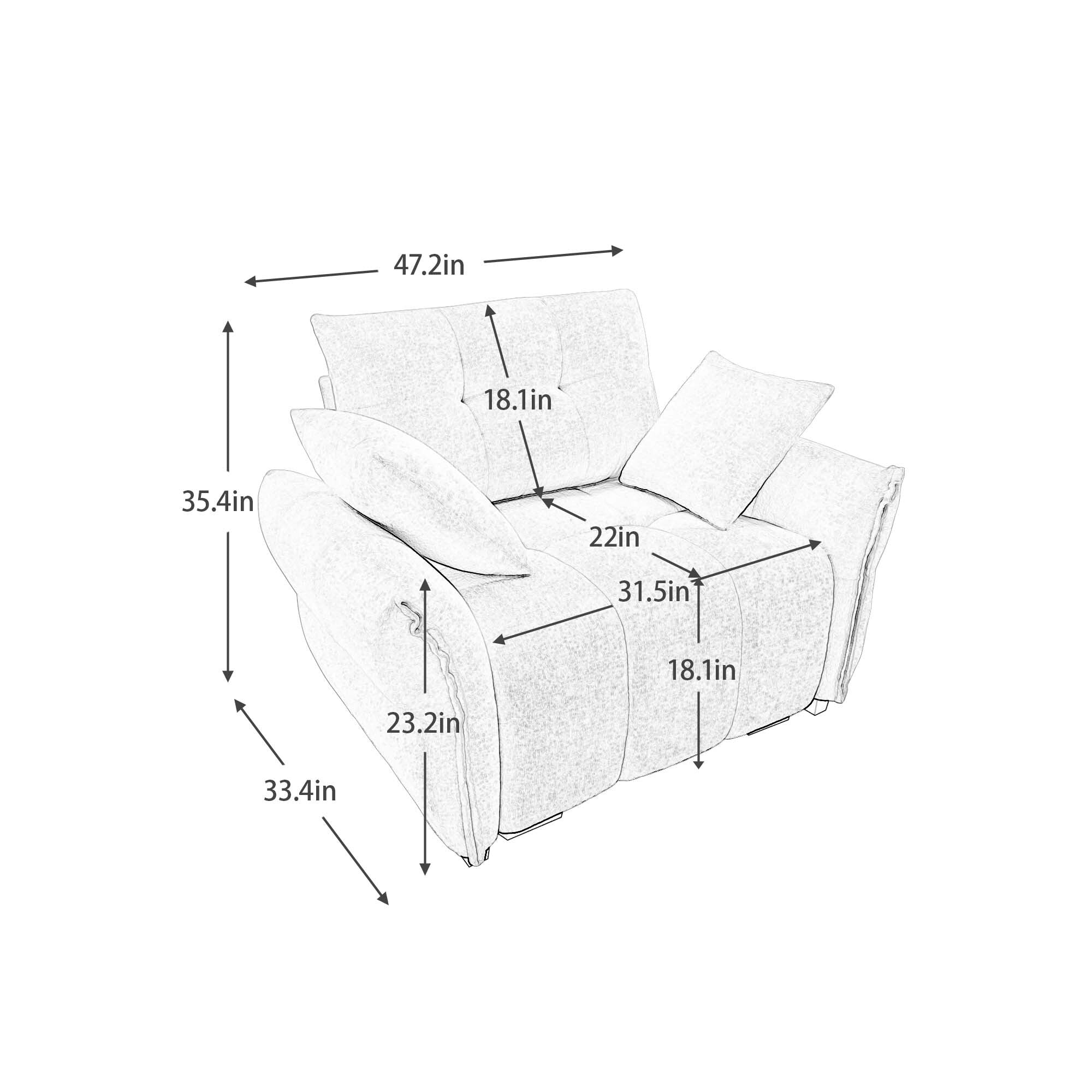 Canapé 1 place en chenille 53,94 $ avec coussins de soutien et coussins décoratifs haute résilience