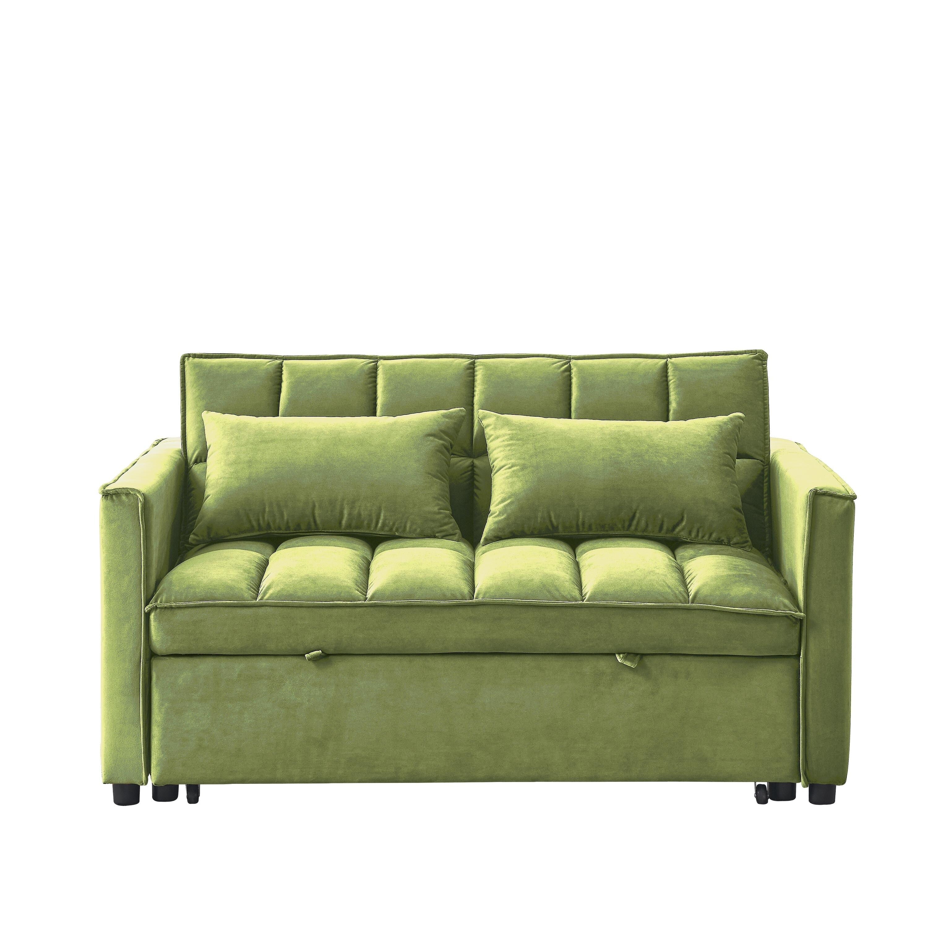 Canapé-lit 2 places en velours 53,94 $ avec dossier réglable sur 3 positions et deux poches latérales