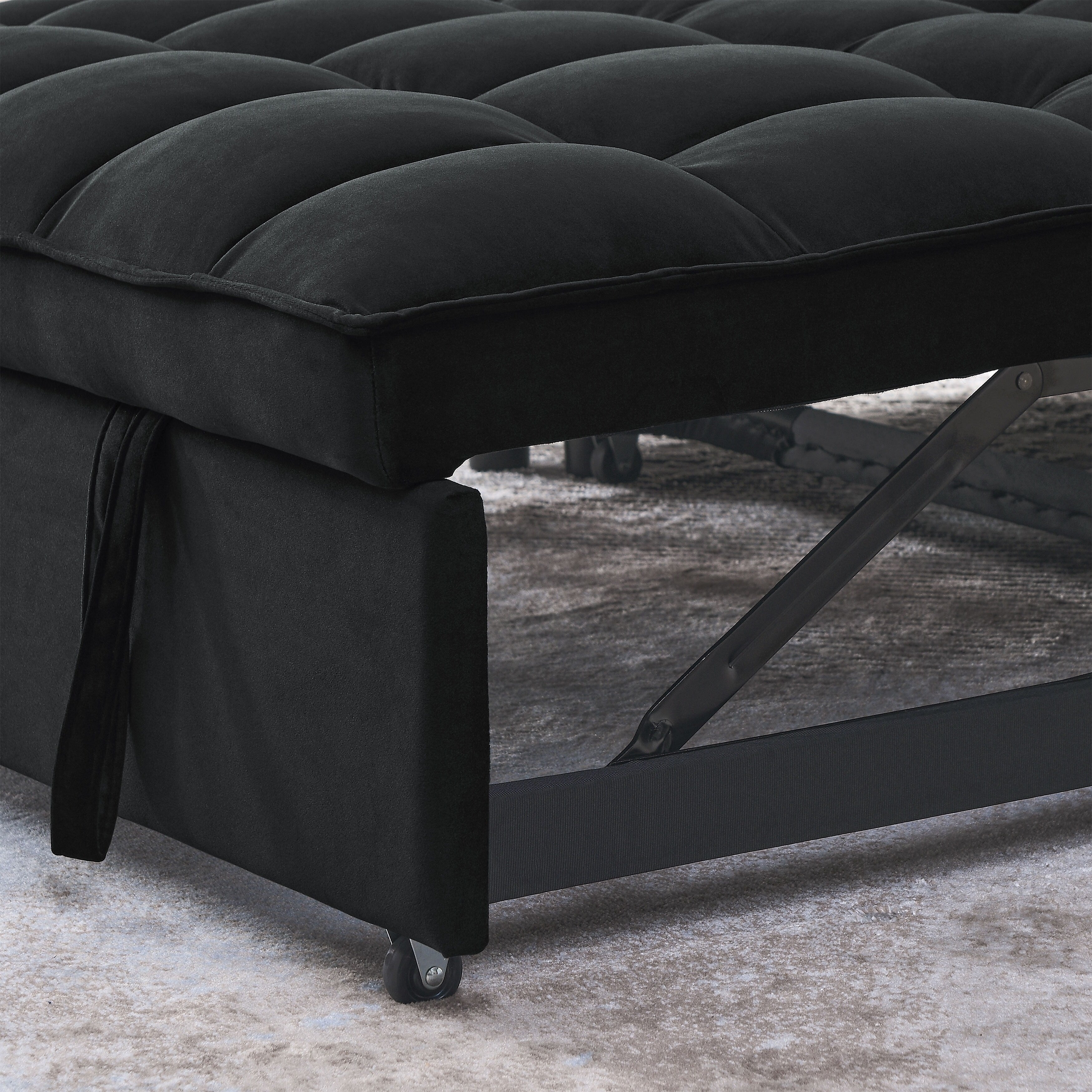 Canapé-lit 2 places en velours 53,94 $ avec dossier réglable sur 3 positions et deux poches latérales