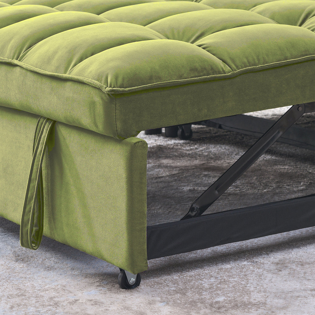 Canapé-lit 2 places en velours 53,94 $ avec dossier réglable sur 3 positions et deux poches latérales