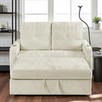 Canapé convertible en chenille de 53,9 po avec lit gigogne, 3 ports USB et rangement intelligent