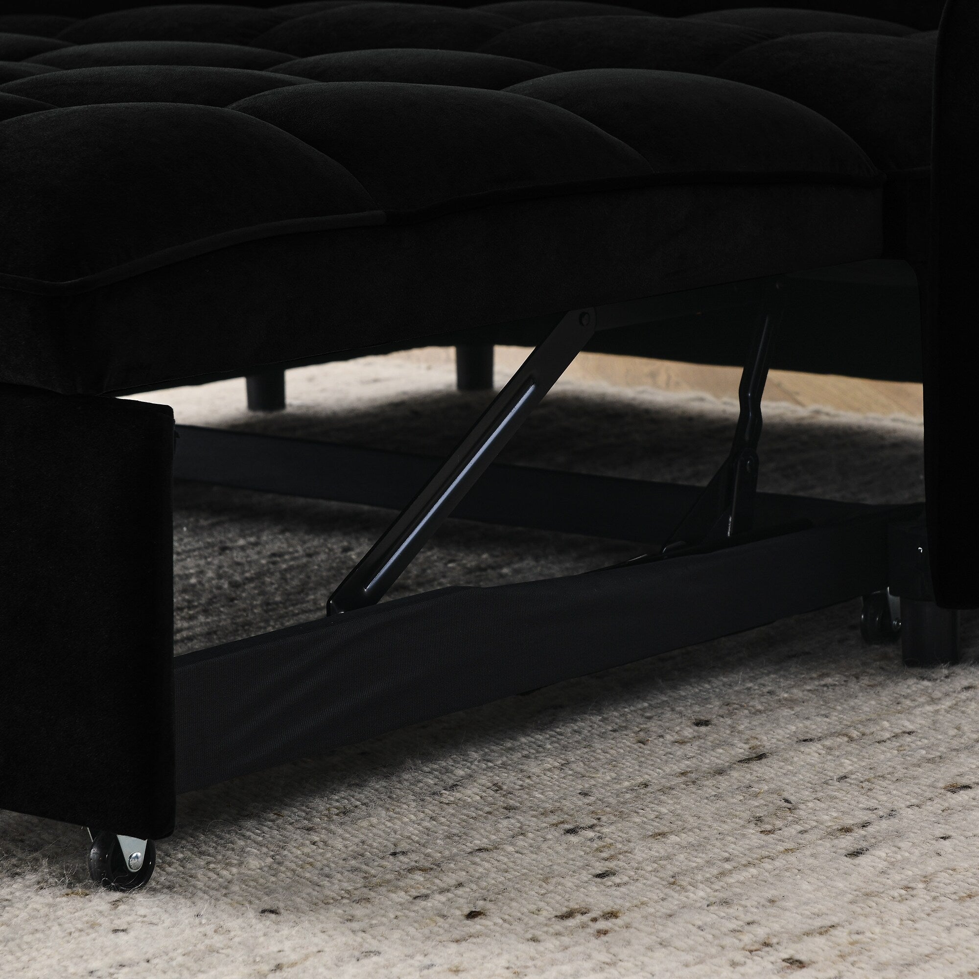 Canapé-lit modulable en mousse de 53 po avec lit gigogne, chargement USB/Type-C, garniture en cuivre et poches de rangement pour les accoudoirs