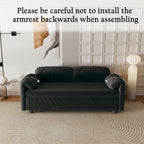 Canapé-lit en velours de 54 pouces - Conception polyvalente avec lit queen-size rétractable et rangement pour accoudoirs